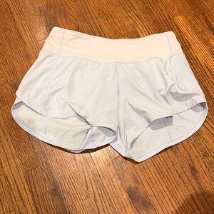 lululemon athletica Speed Up Low rise Light Blue Athletic Shorts 2.5”